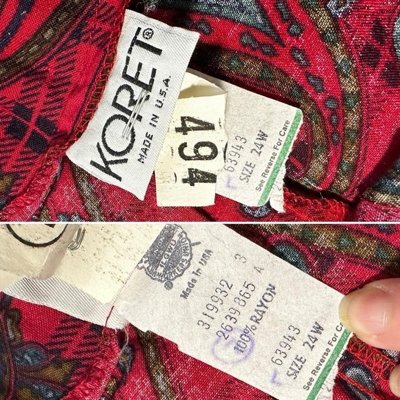 Vintage 70s/80s Koret Red Plaid Paisley Skirt Women’s Plus Size 24W Retro - Picture 7 of 7